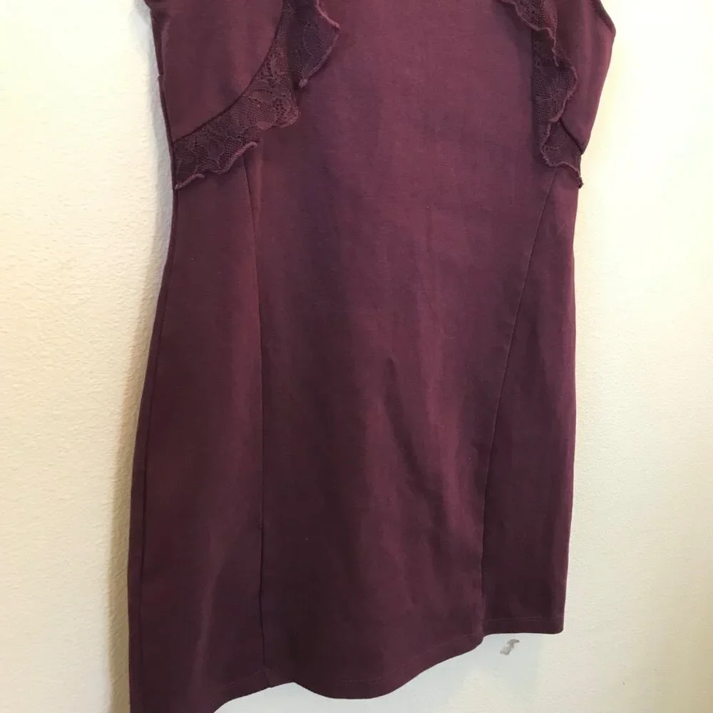 Free People Beaumont Muse Lace Detail Women's Mini Bodycon Dress‎ Size S Purple